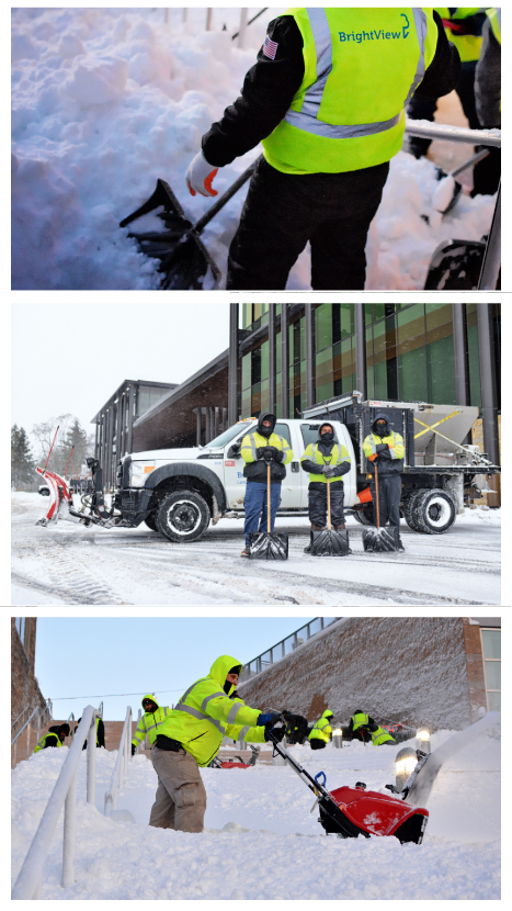 Collage of BrightView snow screws working